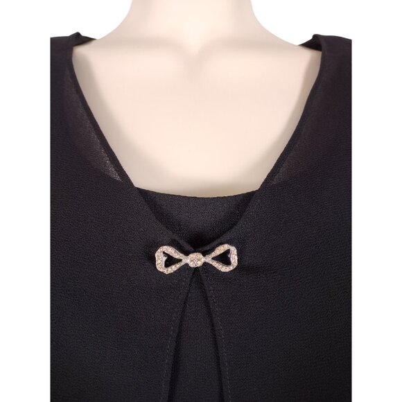 Vintage 1990s Patra Black Feather Cuff Cocktail Shift Dress Size 8P - Picture 7 of 12